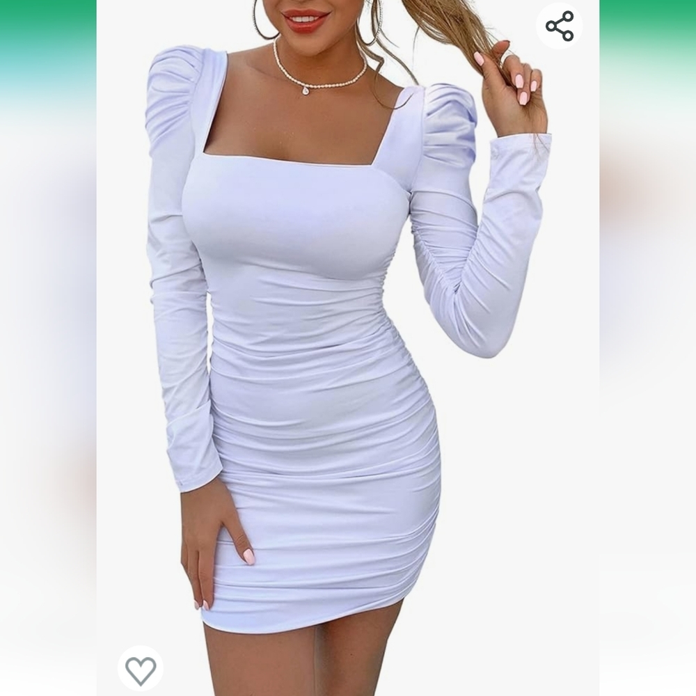 WOMENS WHITE LONG SLEEVE CLASSY DRESS SIZE SMALL